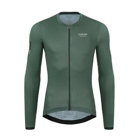 Santini SS23 PURISM Basic L/S Jersey Dark Green Slim Fit