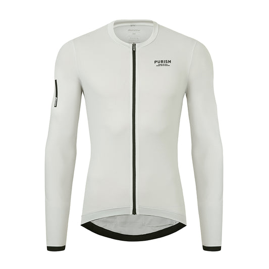 Santini SS23 PURISM Basic L/S Jersey Light Warm Grey Slim Fit 