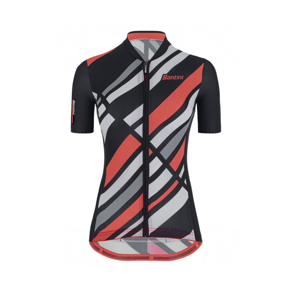 Santini SS21 Sleek Raggio  S/S Eco Jersey Black Sleek Fit for Woman