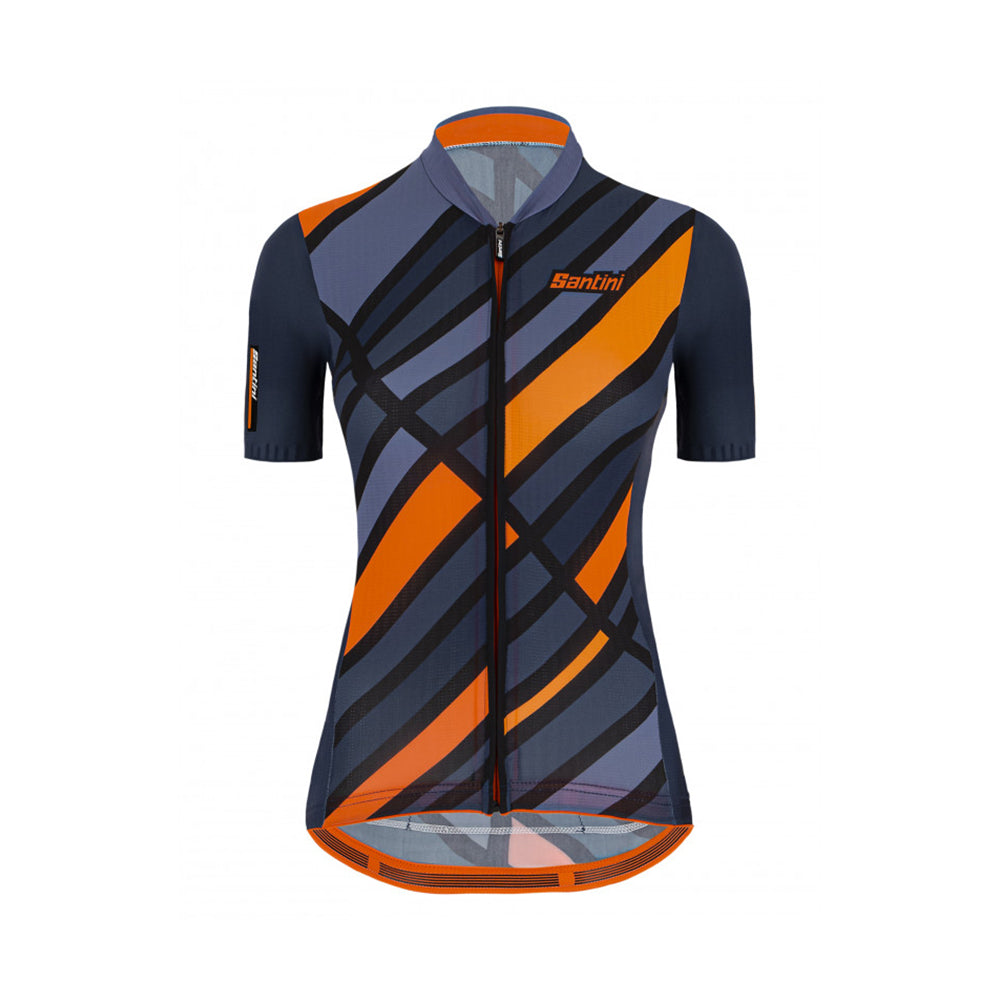 Santini SS21 Slank Raggio S/S Eco Jersey Navy Slank pasform til kvinde 