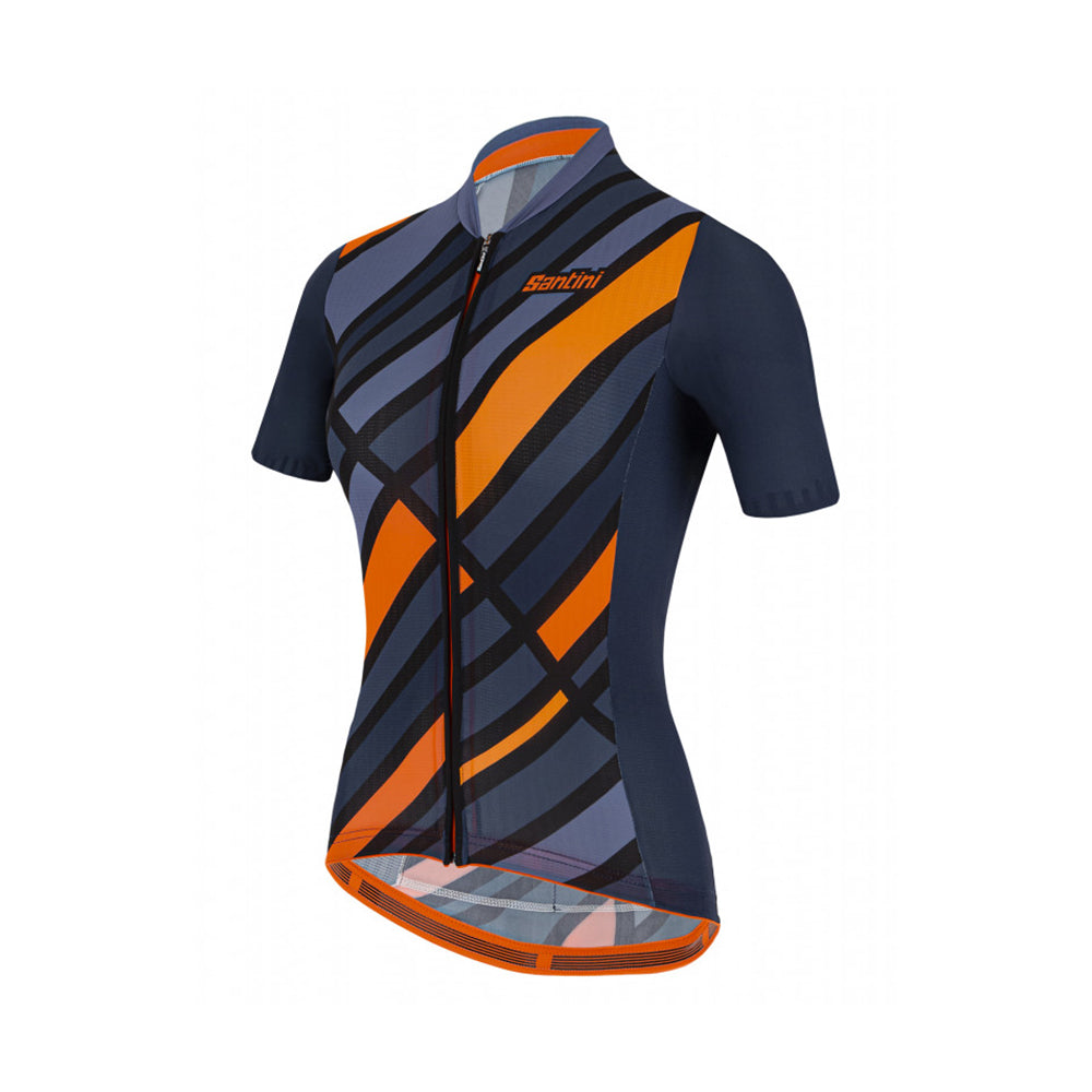 Santini SS21 Slank Raggio S/S Eco Jersey Navy Slank pasform til kvinde 