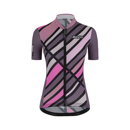 Santini SS21 Sleek Raggio S/S Eco Jersey Viola Sleek Vestibilità per donna 