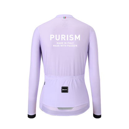 Santini SS24 PURISM Basic L/S Jersey Pastel Lilac Slim Fit for Woman