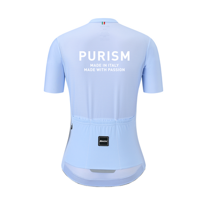 Santini SS24 PURISM Basic S/S Jersey Chambray Blue Slim Fit for Woman