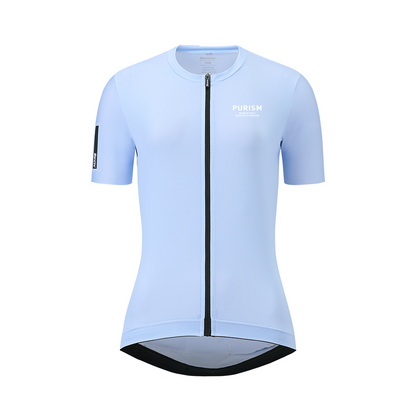 Santini SS24 PURISM Basic S/S Jersey Chambray Blue Slim Fit for Woman