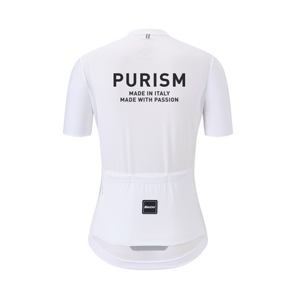 Santini SS24 PURISM Basic S/S Jersey White Slim Fit for Woman